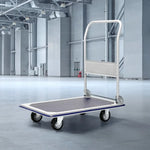 RYNOMATE Foldable Platform Trolley with 4 Wheels (Blue and White) RNM-FPT-100-QY - Home & Garden > Storage