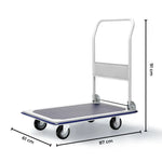RYNOMATE Foldable Platform Trolley with 4 Wheels (Blue and White) RNM-FPT-100-QY - Home & Garden > Storage