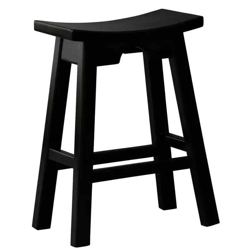 Ryo Solid Mahogany Kitchen Counter Stool (Black) - Furniture > Bar Stools & Chairs > Table & Bar Stools