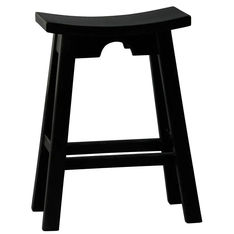 Ryo Solid Mahogany Kitchen Counter Stool (Black) - Furniture > Bar Stools & Chairs > Table & Bar Stools