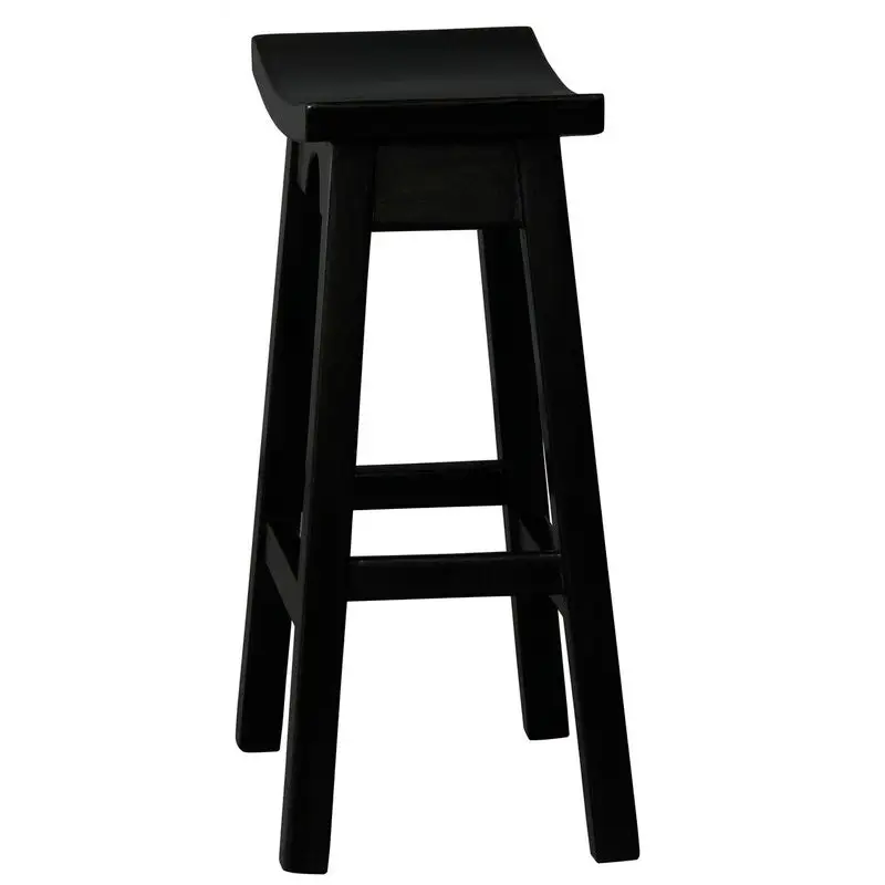 Ryo Solid Mahogany Kitchen Counter Stool (Black) - Furniture > Bar Stools & Chairs > Table & Bar Stools