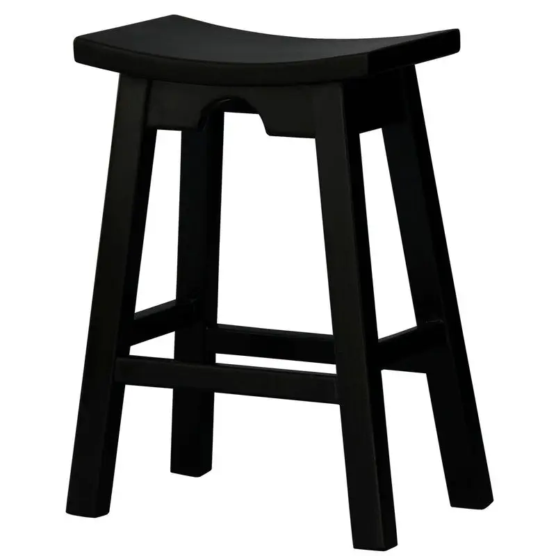 Ryo Solid Mahogany Kitchen Counter Stool (Black) - Furniture > Bar Stools & Chairs > Table & Bar Stools