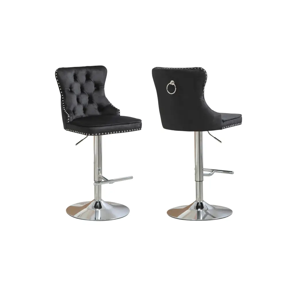 Sahara Black Barstool with Silver Stand -Set of 2 - Furniture > Bar Stools & Chairs > Table & Bar Stools