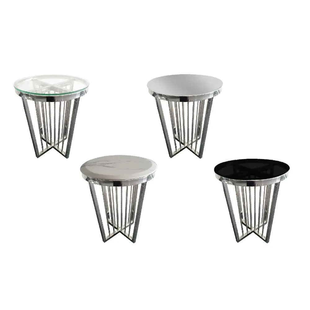 Salina Coffee Table 45cm Silver Base - Mirror Glass - Furniture > Living Room