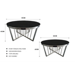 Salina Coffee Table 80cm Silver Base - Black Glass - Furniture > Living Room