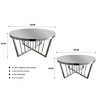 Salina Coffee Table 80cm Silver Base - Mirror Glass - Furniture > Living Room