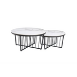 Salina Coffee Table 90cm Black Base - White Marble - Furniture > Living Room > Coffee Tables