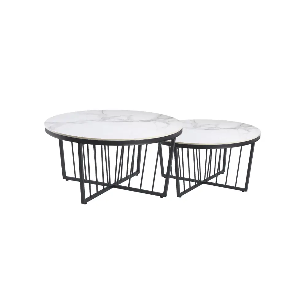 Salina Coffee Table 90cm Black Base - White Marble - Furniture > Living Room > Coffee Tables