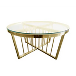 Salina Coffee Table - Clear Top - 95cm Gold - Furniture > Living Room