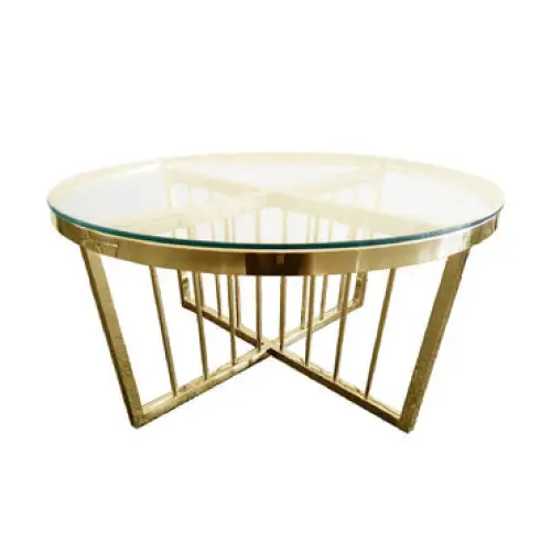 Salina Coffee Table - Clear Top - 95cm Gold - Furniture > Living Room