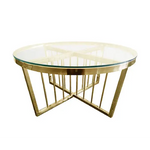 Salina Coffee Table -ClearTop - 80cm Gold - Furniture > Living Room