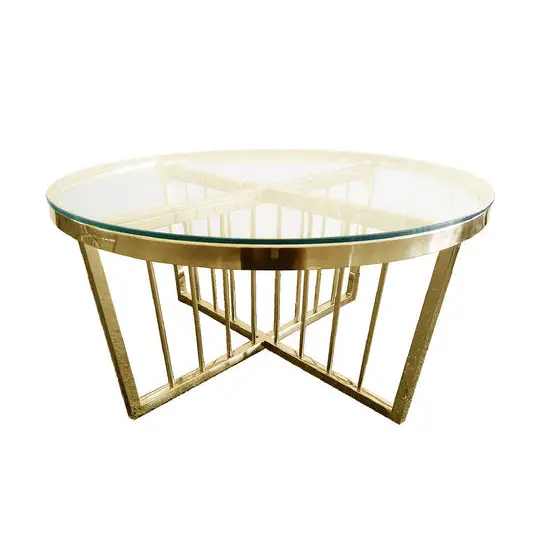 Salina Coffee Table -ClearTop - 80cm Gold - Furniture > Living Room
