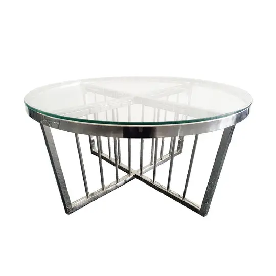 Salina Coffee Table -ClearTop - 80cm Silver - Furniture > Living Room