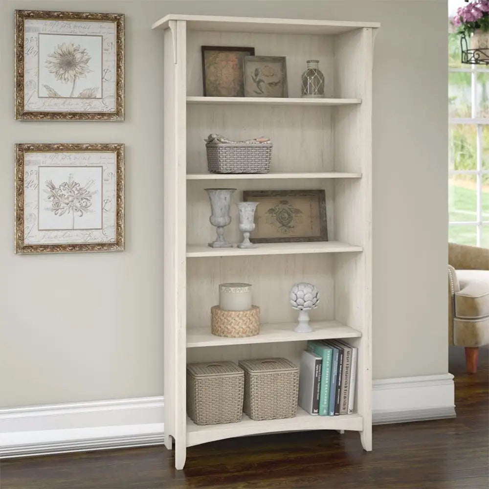 Salinas 5 Shelf Bookcase White - Furniture > Office