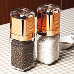Salt and Pepper Grinder - 180ml Glass Design + Rose Gold Bottle Manual Hand Mill - Home & Garden > Kitchenware