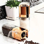 Salt and Pepper Grinder - 180ml Glass Design + Rose Gold Bottle Manual Hand Mill - Home & Garden > Kitchenware