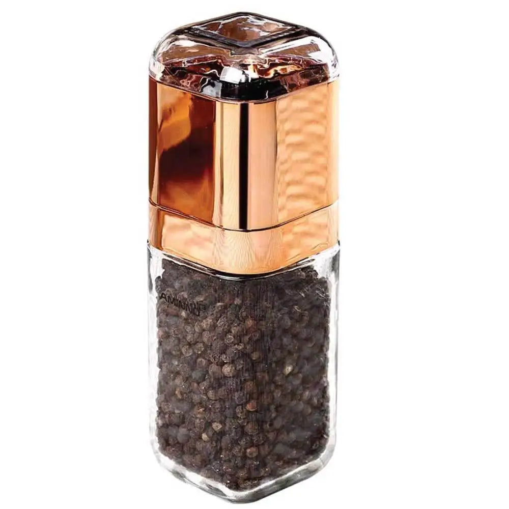 Salt and Pepper Grinder - 180ml Glass Design + Rose Gold Bottle Manual Hand Mill - Home & Garden > Kitchenware