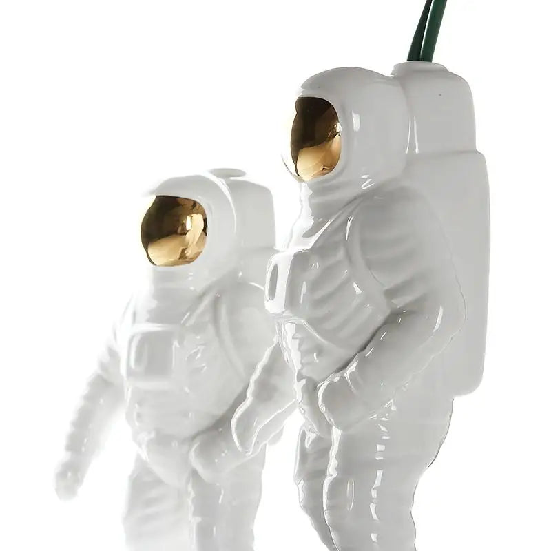 Salute Astronaut Ceramic Vase - Tabletop Decor with Dried Flowers - White - Home & Garden > Decor > Vases & Table Decor