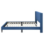 Samson Double Bed Winged Headboard Fabric Upholstered - Blue - Furniture > Bedroom