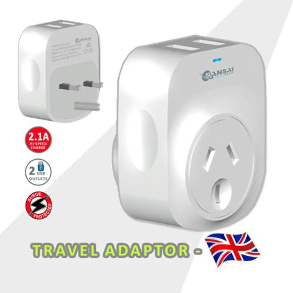Sansai Travel Adaptor 2 X USB - UK - Appliances > Appliances Others