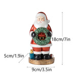 Santa Claus Figurine with Wreath - 18cm Festive Resin Christmas Decoration - Occasions > Christmas > Christmas