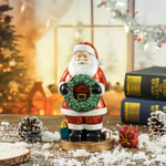 Santa Claus Figurine with Wreath - 18cm Festive Resin Christmas Decoration - Occasions > Christmas > Christmas