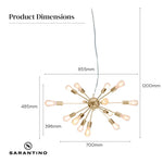 Sarantino 15-Light Sputnik Chandelier in Brass Finish - Home & Garden > Lighting