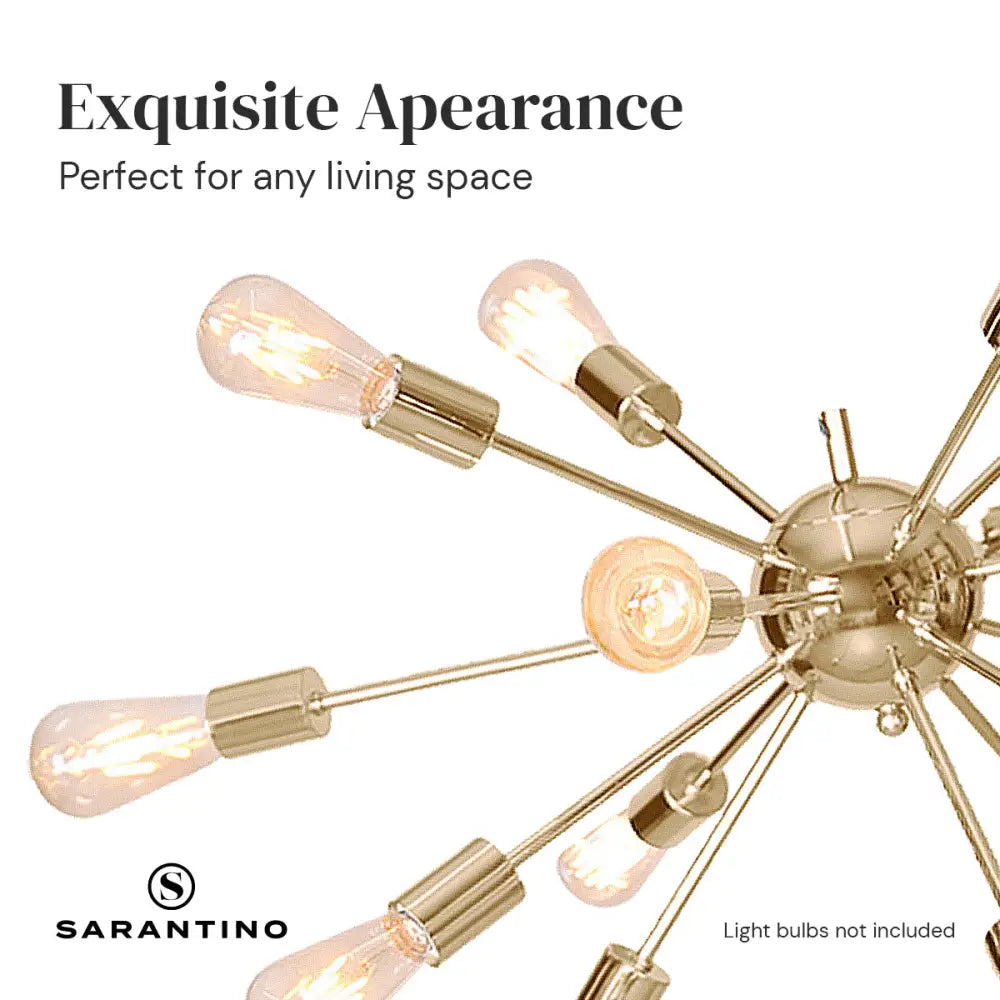 Sarantino 15-Light Sputnik Chandelier in Brass Finish - Home & Garden > Lighting