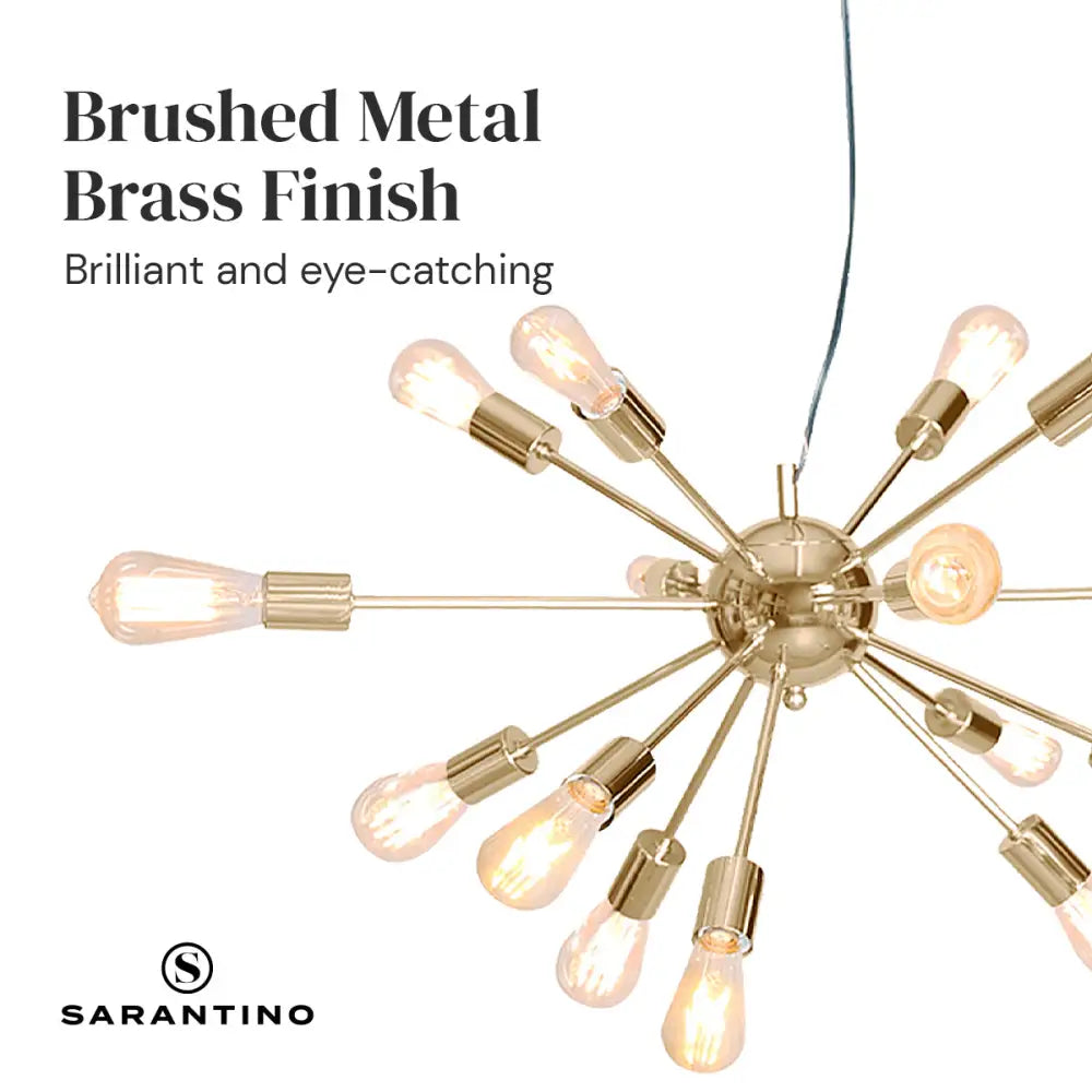 Sarantino 15-Light Sputnik Chandelier in Brass Finish - Home & Garden > Lighting
