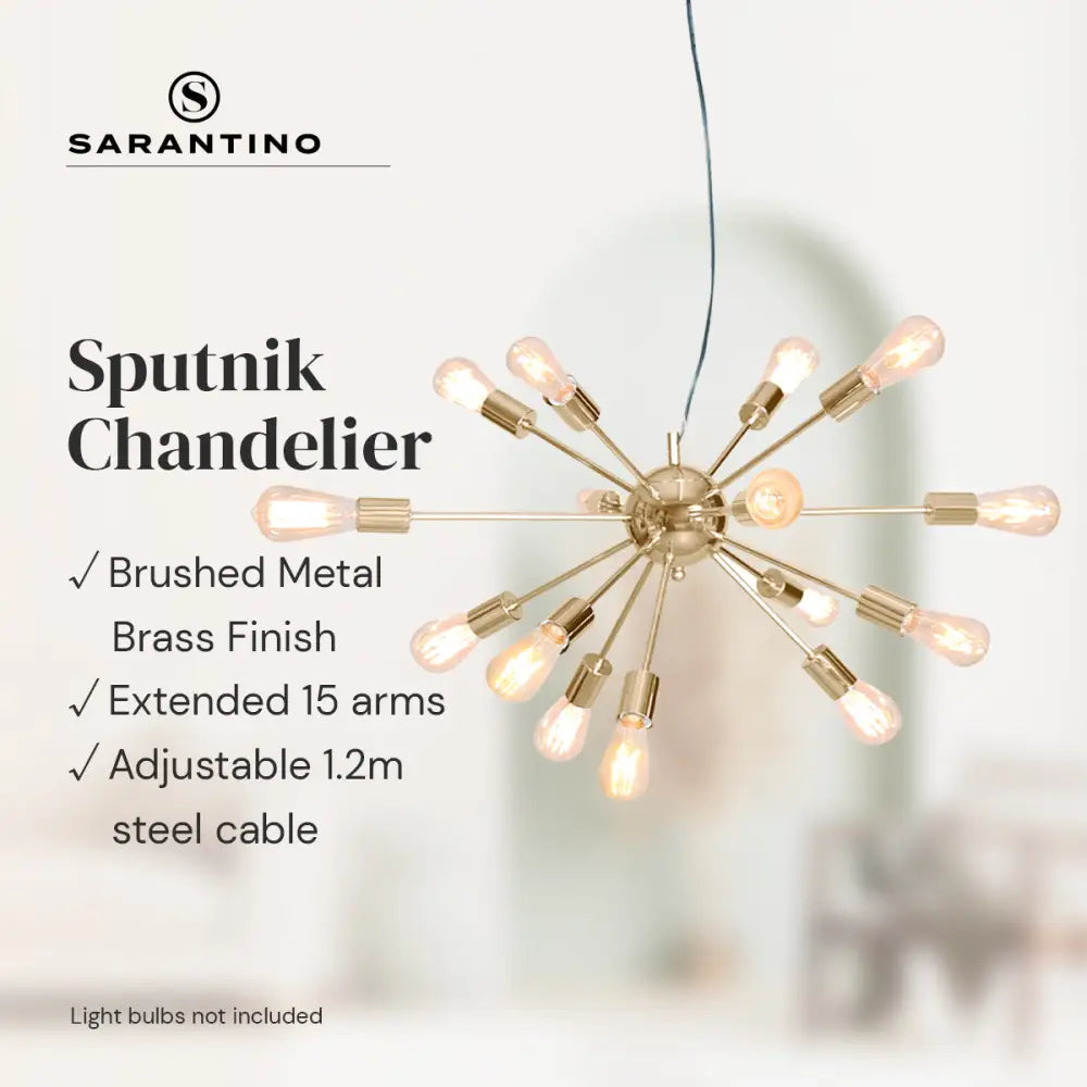 Sarantino 15-Light Sputnik Chandelier in Brass Finish - Home & Garden > Lighting