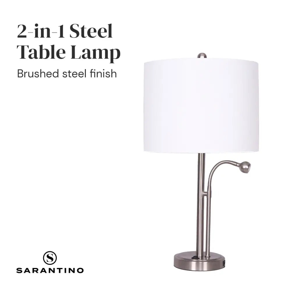 Sarantino 2-in-1 Table Lamp with LED Reading Light - Home & Garden > Lighting