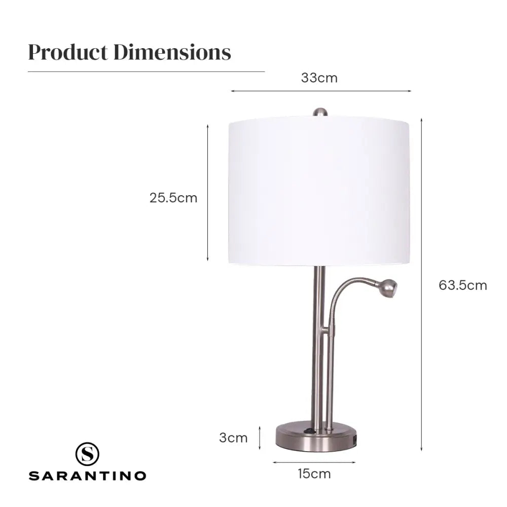 Sarantino 2-in-1 Table Lamp with LED Reading Light - Home & Garden > Lighting