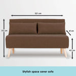 Sarantino 2-Seater Adjustable Sofa Bed Lounge Faux Linen - Brown - Furniture > Sofas