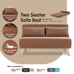 Sarantino 2-Seater Adjustable Sofa Bed Lounge Faux Linen - Brown - Furniture > Sofas