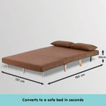 Sarantino 2-Seater Adjustable Sofa Bed Lounge Faux Linen - Brown - Furniture > Sofas