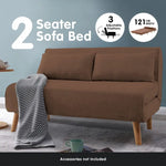 Sarantino 2-Seater Adjustable Sofa Bed Lounge Faux Linen - Brown - Furniture > Sofas