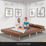 Sarantino 2-Seater Adjustable Sofa Bed Lounge Faux Linen - Brown - Furniture > Sofas