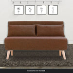 Sarantino 2-Seater Adjustable Sofa Bed Lounge Faux Linen - Brown - Furniture > Sofas