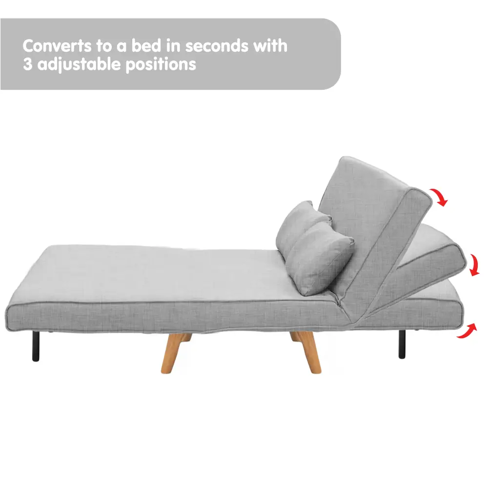 Sarantino 2-Seater Adjustable Sofa Bed Lounge Faux Linen - Grey - Furniture > Sofas