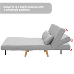 Sarantino 2-Seater Adjustable Sofa Bed Lounge Faux Linen - Grey - Furniture > Sofas