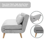 Sarantino 2-Seater Adjustable Sofa Bed Lounge Faux Linen - Grey - Furniture > Sofas