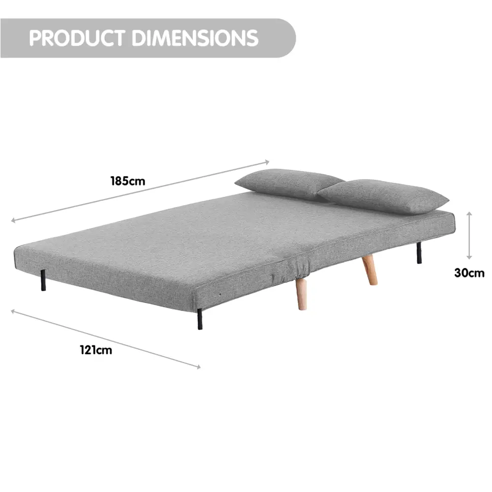 Sarantino 2-Seater Adjustable Sofa Bed Lounge Faux Linen - Grey - Furniture > Sofas