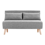 Sarantino 2-Seater Adjustable Sofa Bed Lounge Faux Linen - Grey - Furniture > Sofas