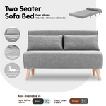Sarantino 2-Seater Adjustable Sofa Bed Lounge Faux Linen - Grey - Furniture > Sofas