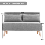 Sarantino 2-Seater Adjustable Sofa Bed Lounge Faux Linen - Grey - Furniture > Sofas