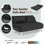 Sarantino 2-Seater Adjustable Sofa Bed Lounge Faux Velvet - Black - Furniture > Sofas