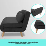 Sarantino 2-Seater Adjustable Sofa Bed Lounge Faux Velvet - Black - Furniture > Sofas