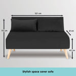 Sarantino 2-Seater Adjustable Sofa Bed Lounge Faux Velvet - Black - Furniture > Sofas