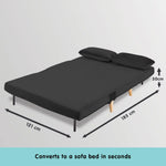 Sarantino 2-Seater Adjustable Sofa Bed Lounge Faux Velvet - Black - Furniture > Sofas