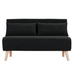 Sarantino 2-Seater Adjustable Sofa Bed Lounge Faux Velvet - Black - Furniture > Sofas